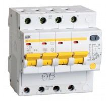 Выключатель автоматический дифференциального тока 4п C 63А 30мА тип AC 4.5кА АД-14 IEK MAD10-4-063-C-030