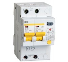 Выключатель автоматический дифференциального тока 2п C 20А 30мА тип A 4.5кА АД-12М IEK MAD12-2-020-C-030