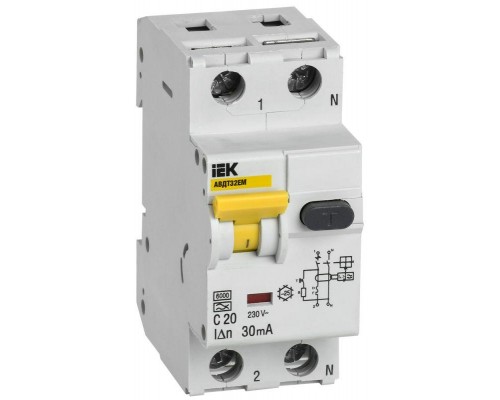 Выключатель автоматический дифференциального тока C 20А 30мА АВДТ32EM IEK MVD14-1-020-C-030