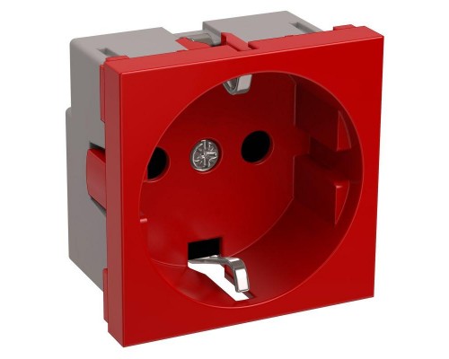 Розетка 1-м Праймер 2мод. 45х45 РКС-20-32-П-К с заземл. красн. IEK CKK-40D-RSZK2-K04-K