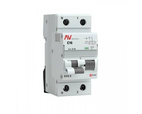 Выключатель автоматический дифференциального тока 2п C 16А 100мА тип AC 6кА DVA-6 Averes EKF rcbo6-1pn-16C-100-ac-av