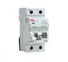 Выключатель автоматический дифференциального тока 2п C 20А 100мА тип AC 6кА DVA-6 Averes EKF rcbo6-1pn-20C-100-ac-av