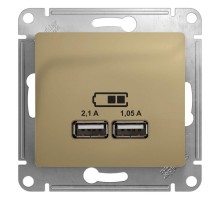 Розетка USB 2-м СП Glossa тип A+A 5В/2100мА 2х5В/1050мА механизм титан SchE GSL000433