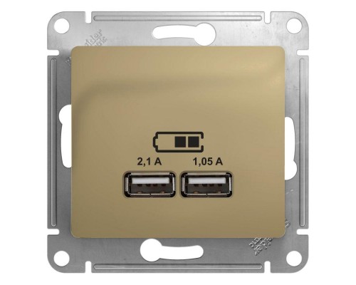 Розетка USB 2-м СП Glossa тип A+A 5В/2100мА 2х5В/1050мА механизм титан SchE GSL000433