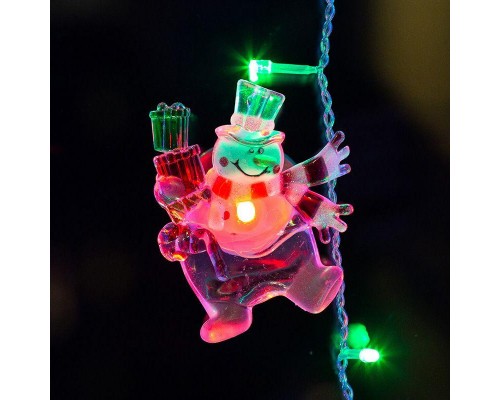 Фигура светодиодная "Снеговик с подарком" 75х90х10мм 1LED 6В IP20 RGB на присоске элементы питания 2хCR2032 (в компл.) Neon-Night 501-022