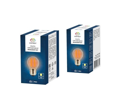 Ретро-лампа Filament G45 E27 2Вт тепл. бел. 3000К 230В Neon-Night 601-802