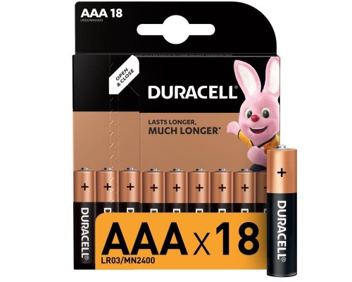 Элемент питания алкалиновый AAA/LR03-18BL Basic (блист.18шт) Duracell Б0014449