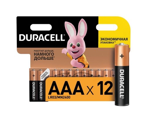 Элемент питания алкалиновый AAA/LR03/MX 2400 Basic BL-12 (блист.12шт) Duracell Б0014520