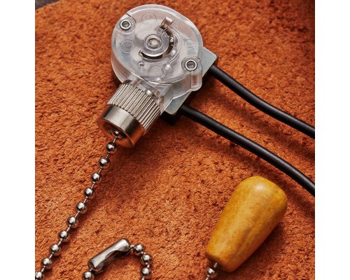 Выключатель для настенного светильника с проводом и деревянным наконечником Silver блист. Rexant 06-0242-A