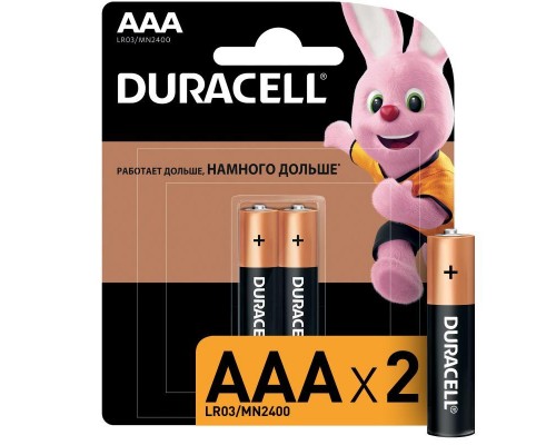 Элемент питания алкалиновый AAA/LR03/MN 2400 Basic BP-2 (блист.2шт) Duracell Б0014052/Б0026812