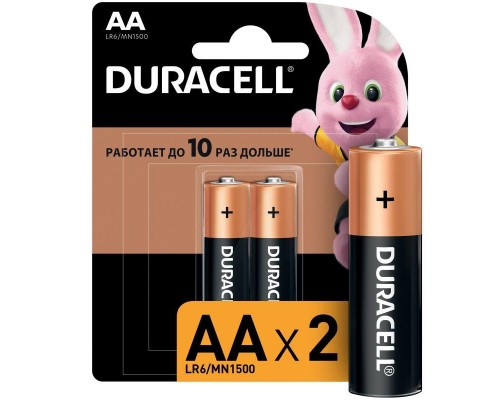 Элемент питания алкалиновый AA/LR6/MN 1500 Basic BP-2 (блист.2шт) Duracell Б0014044/Б0026814