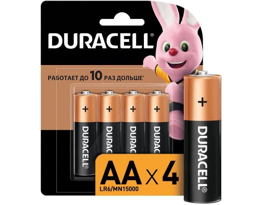 Элемент питания алкалиновый AA/LR6/MN 1500 Basic BP-4 (блист.4шт) Duracell Б0014045/Б0026815