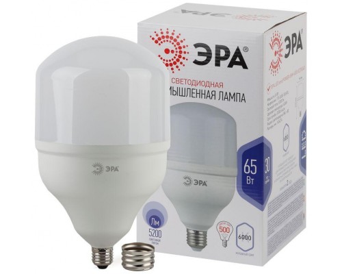 Лампа светодиодная высокомощная STD LED POWER T160-65W-6500-E27/E40 65Вт T160 колокол 6500К холод. бел. E27/E40 (переходник в компл.) 5200лм Эра Б0027924