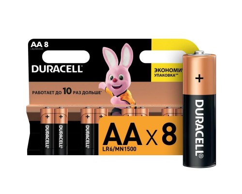 Элемент питания алкалиновый AA/LR6-8BL Basic (блист.8шт) Duracell C0037387