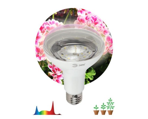 Лампа светодиодная FITO-15W-Ra90-E27 15Вт BR30 E27 220-240В для растений полноспектральная бел. спектр Эра Б0039173