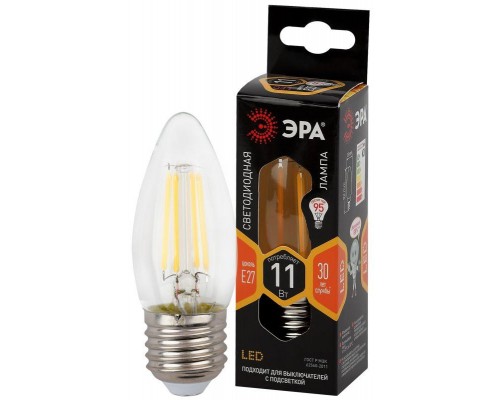 Лампа светодиодная филаментная F-LED B35-11w-827-E27 B35 11Вт свеча E27 тепл. бел. ЭРА Б0046986