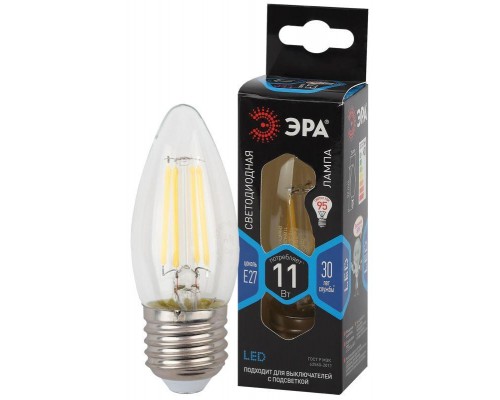 Лампа светодиодная филаментная F-LED B35-11W-840-E27 11Вт B35 свеча 4000К нейтр. бел. E27 Эра Б0046988