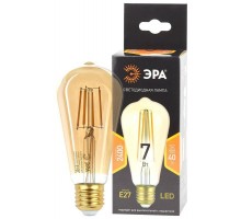 Лампа F-LED ST64-7W-824-E27 gold (филамент зол. 7Вт тепл. E27) (20/960) ЭРА Б0047664