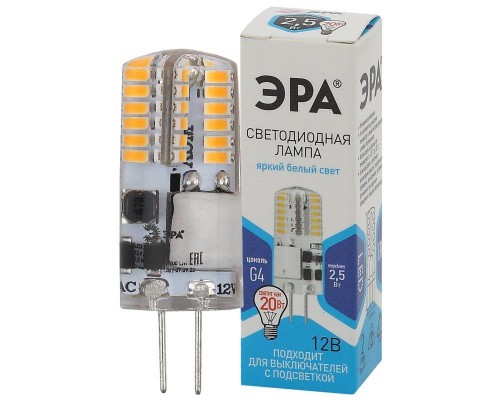 Лампа светодиодная LED-JC-2.5W-12V-SLC-840-G4 JC 2.5Вт капсульная 4000К нейтр. бел. G4 12В Эра Б0049090