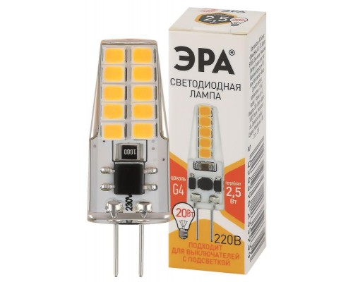 Лампа светодиодная LED-JC-2.5W-220V-SLC-827-G4 JC 2.5Вт капсула G4 тепл. бел. 220В ЭРА Б0049091