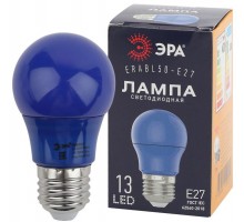 Лампа светодиодная ERABL50-E27 A50 3Вт груша син. E27 13SMD для белт-лайт ЭРА Б0049578
