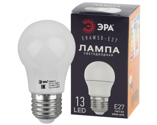 Лампа светодиодная ERAW50-E27 A50 3Вт груша бел. E27 13SMD для белт-лайт ЭРА Б0049582