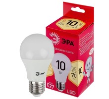 Лампа светодиодная RED LINE LED A60-10W-827-E27 R 10Вт A60 груша 2700К тепл. бел. E27 Эра Б0049634