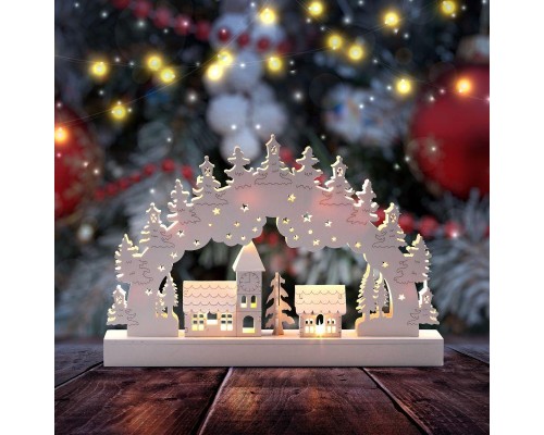 Светильник декоративный новогодний Зима 32х20см IP20 2хAA с подсветкой Эра Б0051929