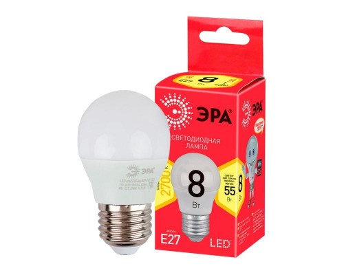 Лампа светодиодная RED LINE LED P45-8W-827-E27 R Е27 / E27 8Вт шар тепл. бел. свет Эра Б0053028