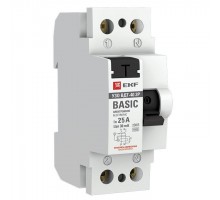 Выключатель дифференциального тока (УЗО) 2п 25А 30мА тип AC Basic электрон.EKF elcb-2-25-30e-sim