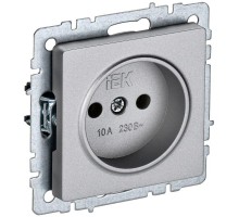 Розетка BRITE РС10-1-0-БрА 10А без заземл. без защ. шторок алюм. IEK BR-R10-10-K47