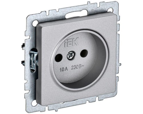 Розетка BRITE РС10-1-0-БрА 10А без заземл. без защ. шторок алюм. IEK BR-R10-10-K47