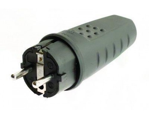 Вилка кабельная 16А 2P+E IP20 250В каучук ввод кабеля с торца черн. DKC DIS1103100