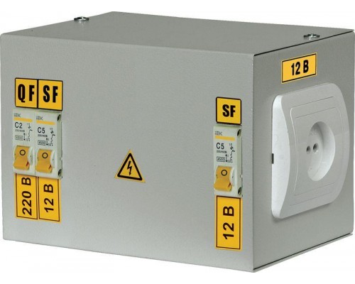 Ящик с понижающим трансформатором ЯТП 0.25 220/12В (2 авт. выкл.) IEK MTT12-012-0250