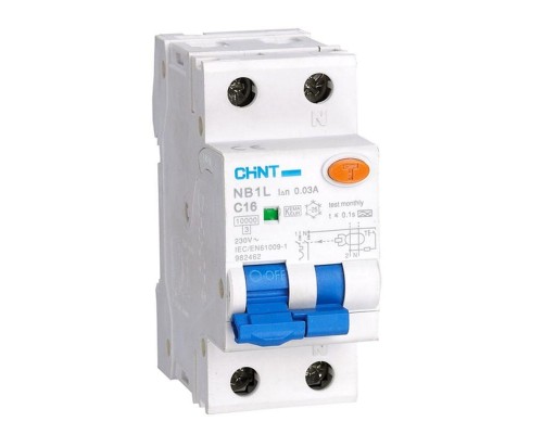 Выключатель автоматический дифференциального тока 1п+N C 10А 30мА тип AC 10кА NB1L (36мм) (R) CHINT 203105