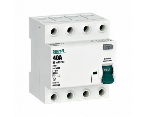 Выключатель дифференциального тока 4P 40А 30мА тип AC 6кА УЗО-03 SchE 14235DEK