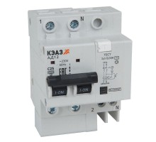 Выключатель автоматический АД12-22C16-АC-УХЛ4 дифференциального тока с защитой от сверхтоков (2P C16 30мА) 4.5кА КЭАЗ 318369