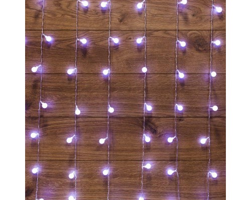 Гирлянда светодиодная "Светодиодный Дождь" 1.5х1.5м 144LED бел. 12Вт 230В IP65 с насадками шарики свечение с динамикой провод прозр. Neon-Night 235-045