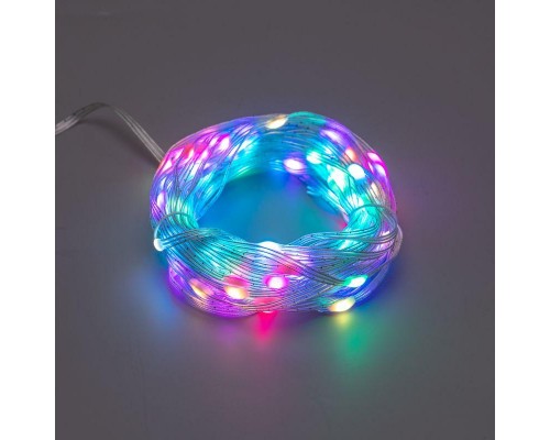 Гирлянда смарт "Нить" из росы с крупными светодиодами 10м 100LED RGB IP20 прозр. провод USB Neon-Night 245-019