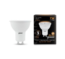 Лампа светодиодная Black 7Вт MR16 софит 3000К тепл. бел. GU10 600лм GAUSS 101506107