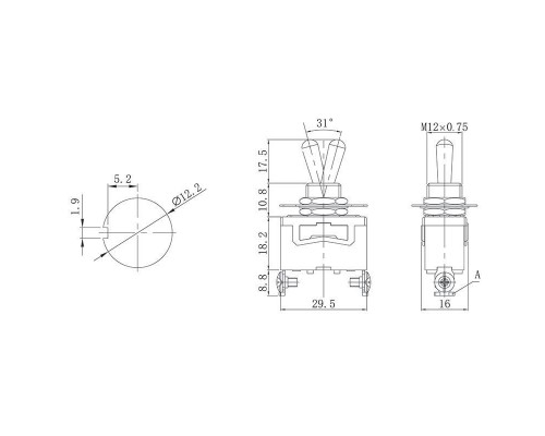 Тумблер 250В 15А (2с) ON-OFF 1п (KN-101) Rexant 36-4110