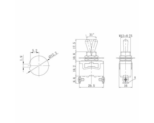 Тумблер 250В 15А (2с) ON-OFF 1п (KN-101) Rexant 36-4110