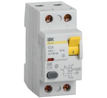 Выключатель дифференциального тока (УЗО) 2п 63А 100мА тип ACS ВД1-63 IEK MDV12-2-063-100
