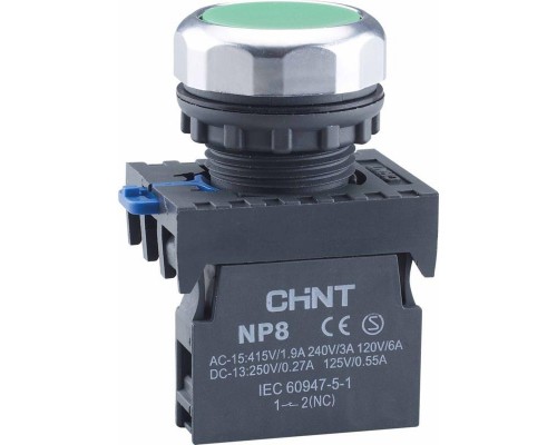 Кнопка управления NP8-10BND/3 1НО зел. AC 110В-220В(LED) IP65 (R) CHINT 667251