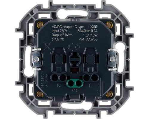 Розетка 1-м СП Inspiria 16А IP20 250В 2P+E немецк. стандарт с заряд. устройством USB тип C 1.5А 5В механизм бел. Leg 673770