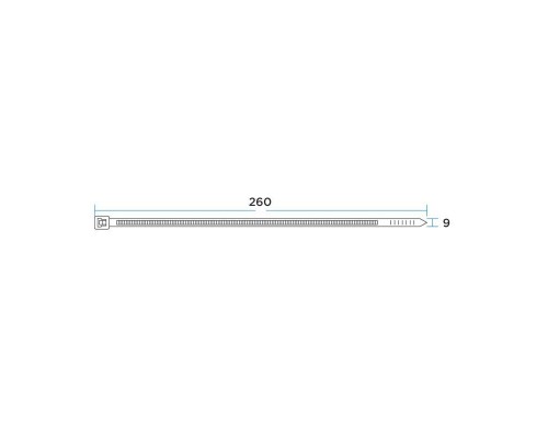 Хомут кабельный 9х260 усиленный с двойным горизонтальным замком nylon-12 черн. (уп.100шт) Rexant 07-0269