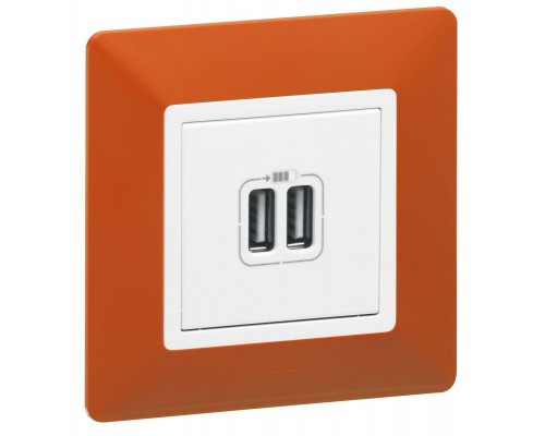 Розетка USB 2-м Valena Life 240В/5В 2400мА с лицев. панелью механизм бел. Leg 753412