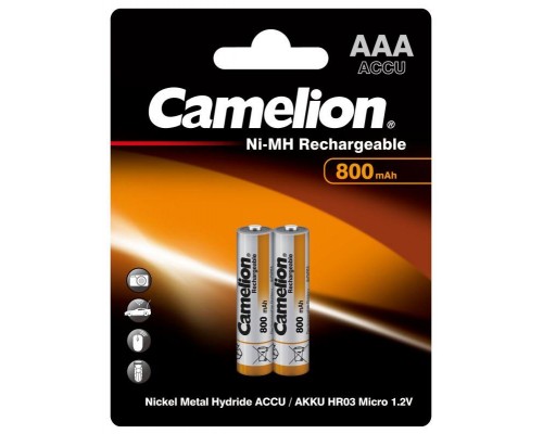 Аккумулятор AAA/R03 NI-MN 800мА.ч BP-2 металлик (блист.2шт) Camelion 3674