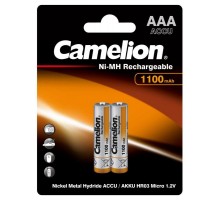 Аккумулятор AAA/R03 NI-MN 1100мА.ч BP-2 металлик (блист.2шт) Camelion 7372