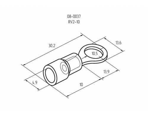 Наконечник кольцевой изолированный (НКИ d10.5мм) 1.5-2.5кв.мм (VR2-10) REXANT 08-0037